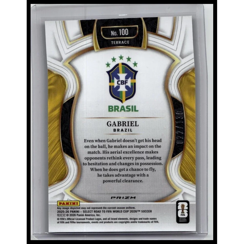 2025-26 Panini Select World Cup 2026 Gabriel #100 Brazil Terrace Prizm #/130
